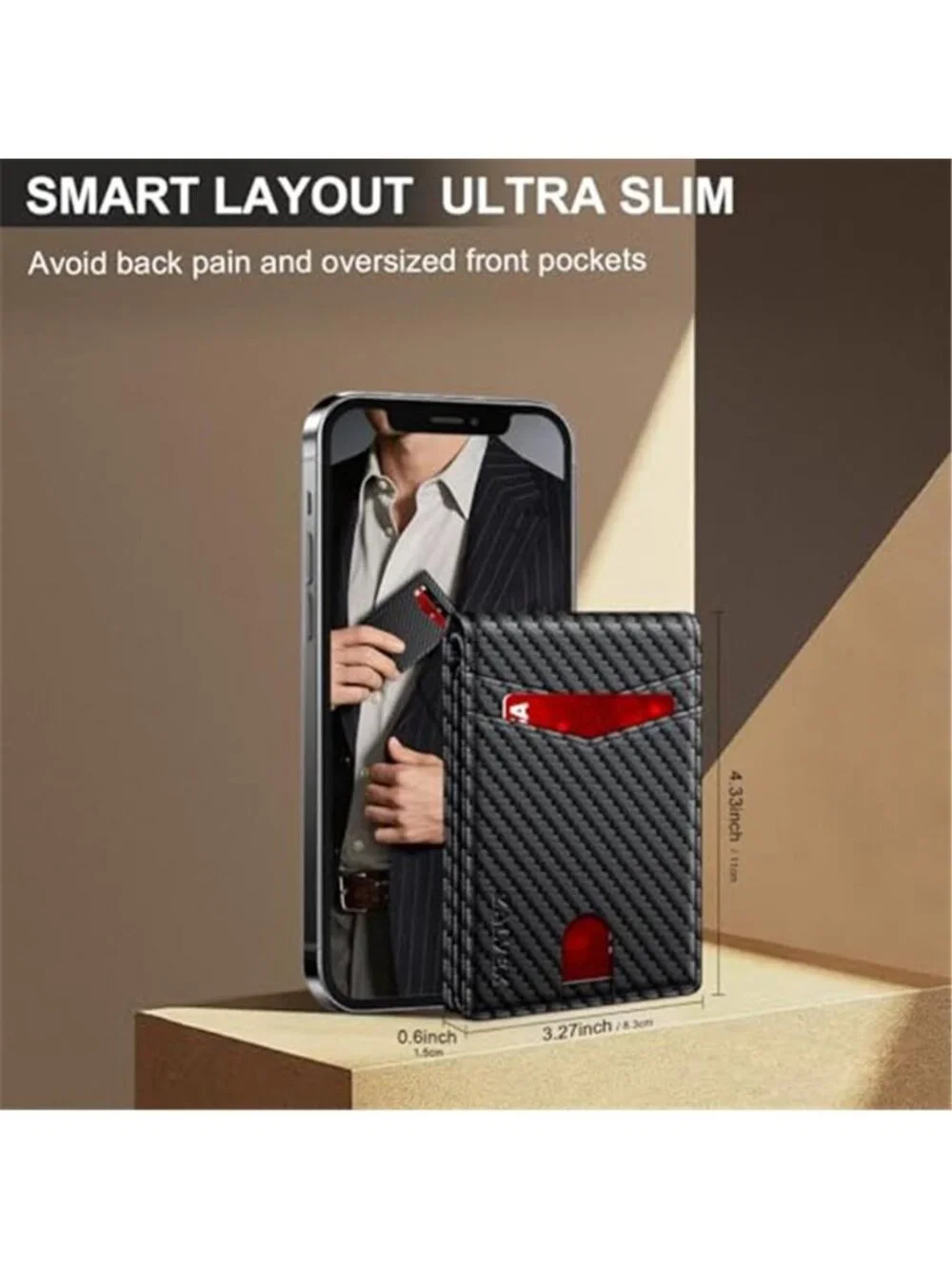 Wallet for Men Slim RFID Blocking Leather Credit Card Holder Wallet for 14 Cards